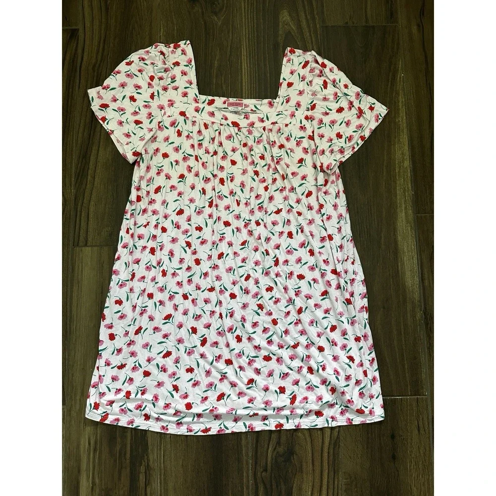 Kate Spade New York Pink Red Floral Pajama Dress Size XL Lounge‎ PJs